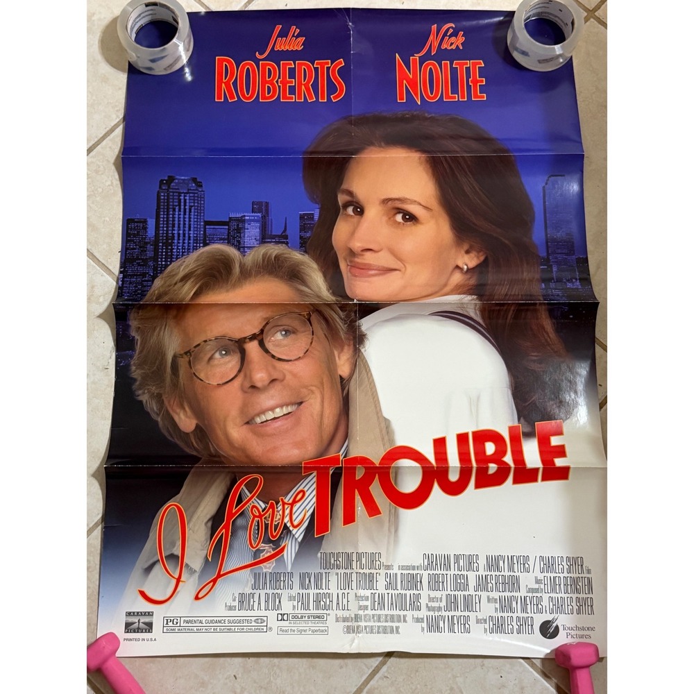 I Love Trouble Movie Poster 1994 Original Julia Roberts Nick Nolte 27x40 Folded